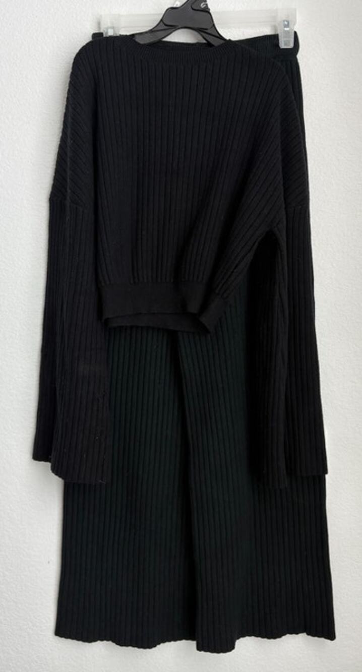 Lulus Womens Black Sweater Pant Set Size S/M